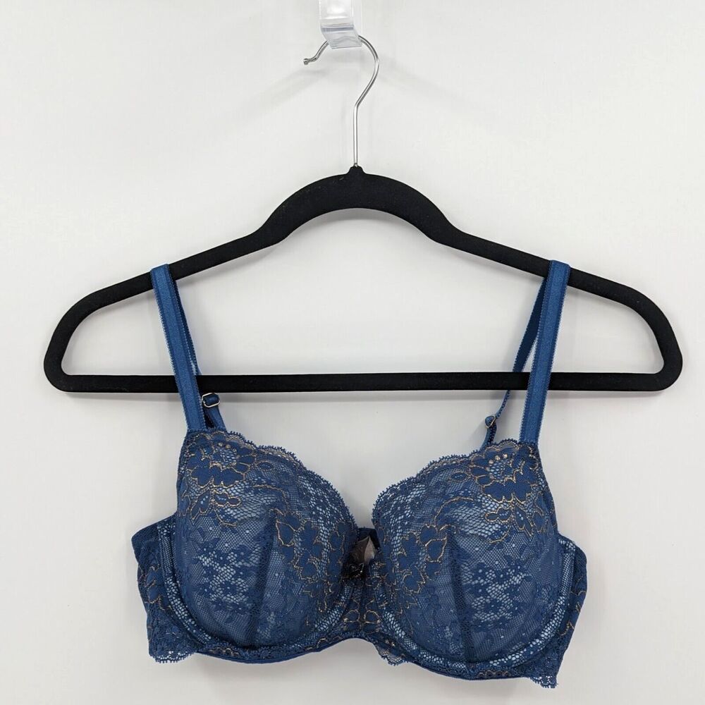 Victoria's Secret Bra Women’s 34D Blue Lace Lined Demi Dream Angels